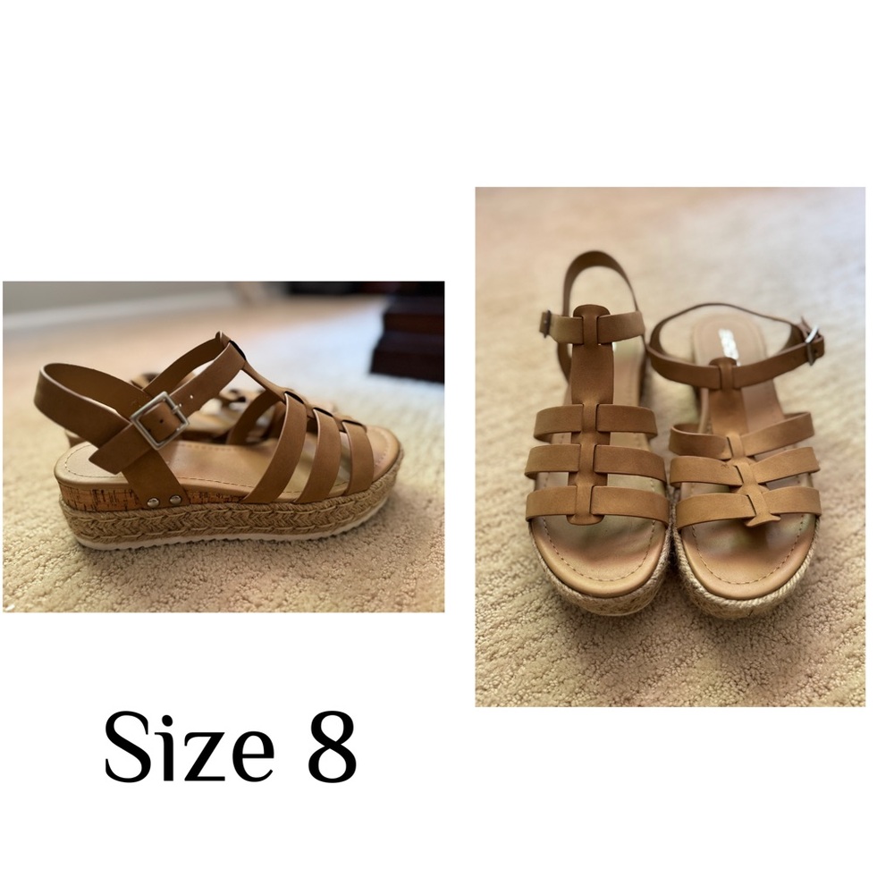 Brown Strappy Wedge Sandals
